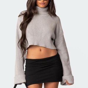 Edikted cropped turtle neck grey sweater